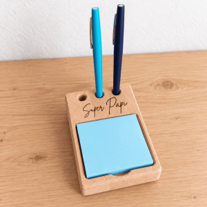 Support à post-it et stylos en bois
